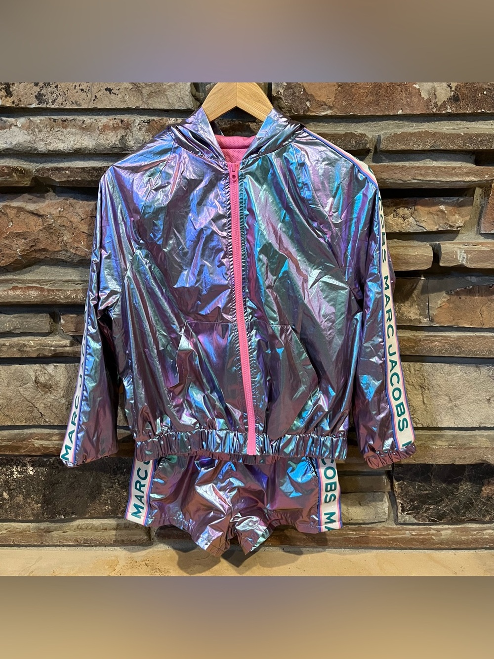 Marc Jacobs Purple Iridescent Hooded Jacket & Shorts Set - Pink Accents